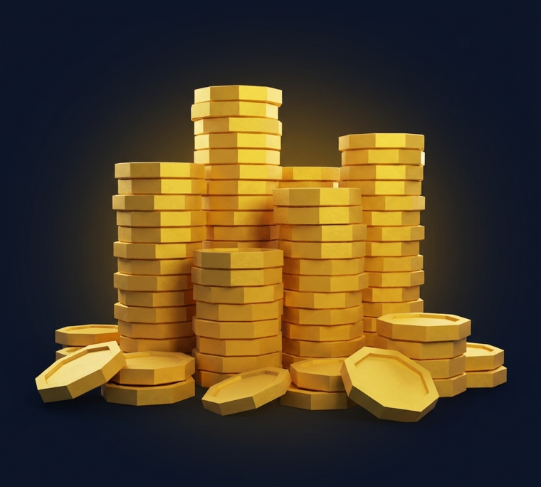 A stack of low-poly OSRS gold coins glowing against a dark background